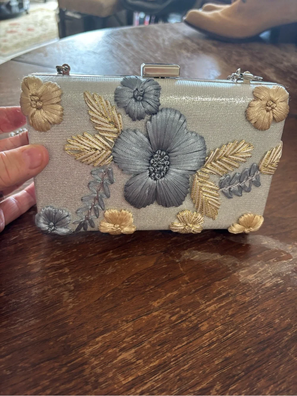 Lauren Lorraine 3D floral clutch crossbody